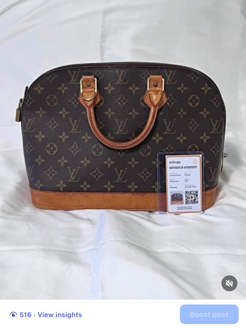 Louis Vuitton Monogram Alma Satchel in Brown and Tan Leather
